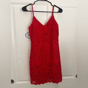 Lulus Red lace mini dress